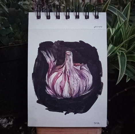 69/100: Garlic | 4.1" x 5.8" | Gouache