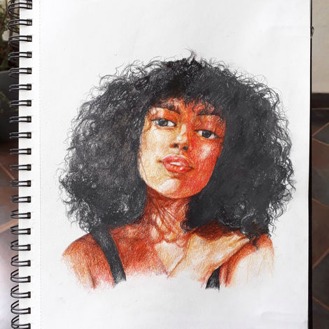 Mahalia | 11" x 14" | Watercolour pencils on white paper