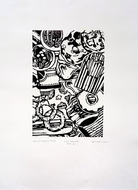 Gluttony | 11.7” x 16” | Oil-based ink on white paper