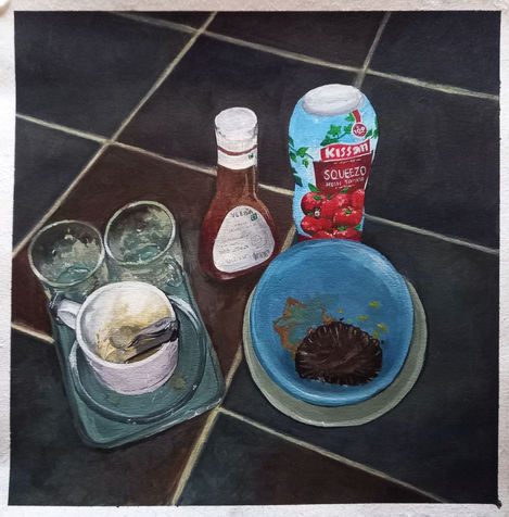Leftovers | 11" x 11" | Gouache on hot-press watercolour paper