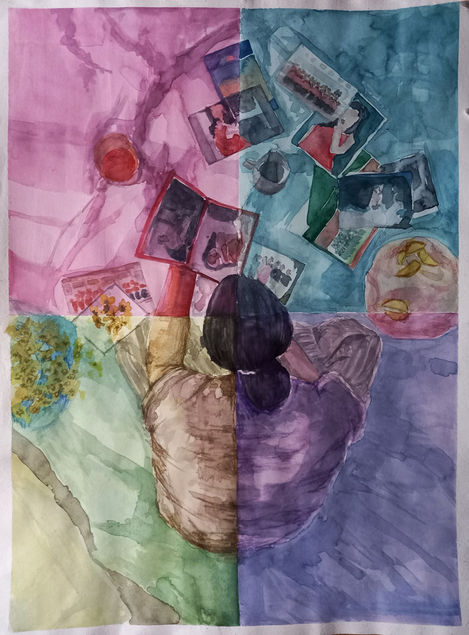 'Remnant' Colour-blocking | 11.5" x 15.5." | Watercolour on white sketch paper