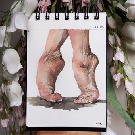 87/100: Feet | 4.1" x 5.8" | Gouache
