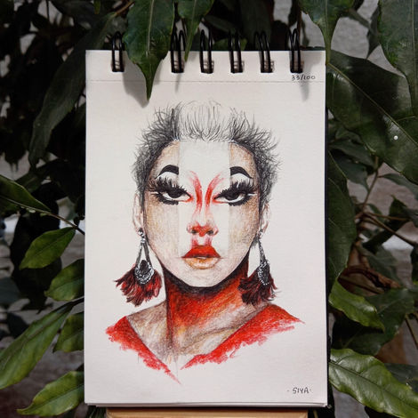 33/100: Yui Kenzo | 4.1" x 5.8" | Watercolour pencils