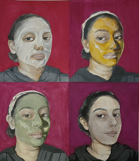 Masks | approx. 11" x 13" | Gouache on hot-pressed paper