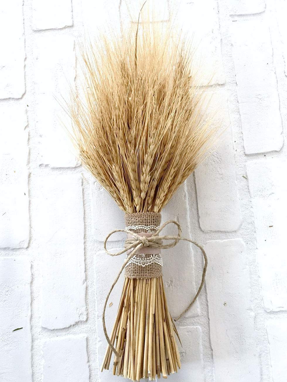 Thumbnail: Dried Wheat Mauve and lace bouquet 