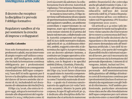 IA e Sicurezza sul Lavoro: Cosa Prevede il D.lgs. 179/2026 per Imprese e Professionisti