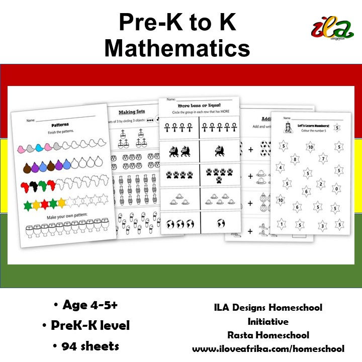 Mathematics Pre-K-K Pack | iloveafrikadesigns