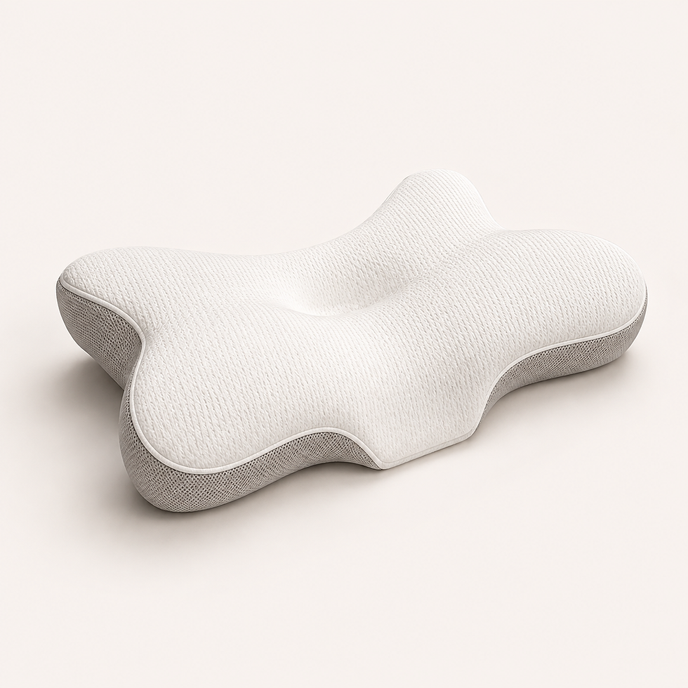 White Butterfly Memory Foam Cervical Pillow on a warm neutral background