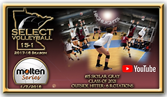 Skylar Gray Volleyball #15 Highlights MN Select 15-1 Molten Series #1 01/07/18