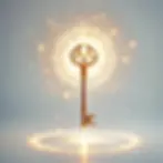 DALL·E 2025-02-17 18.16.33 - A dazzling, highly luminous golden key floating against a pur