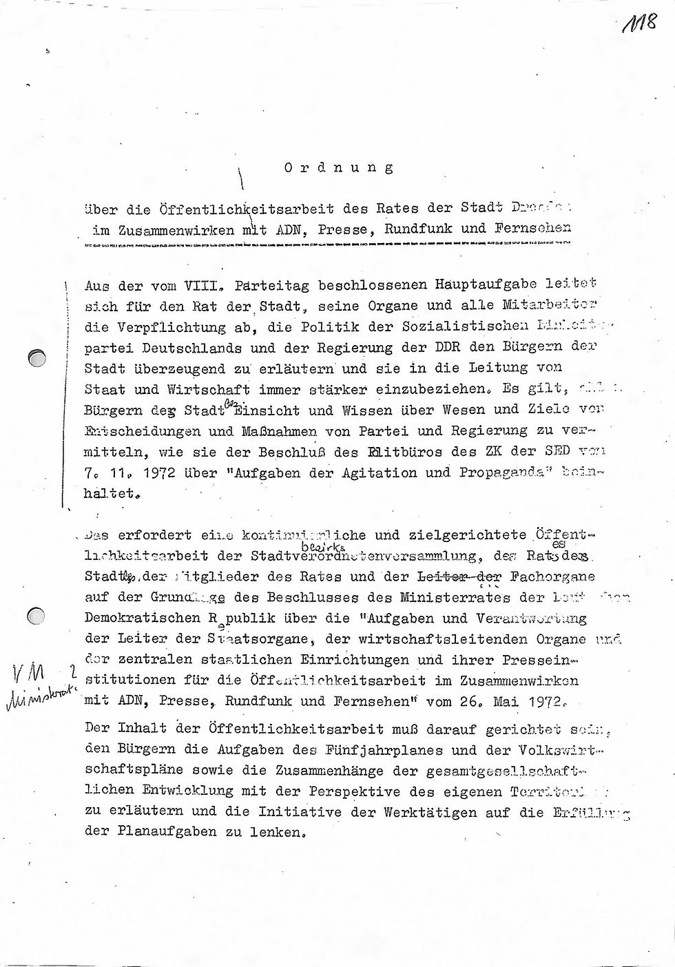 Zusammenarbeit der Stadt Dresden in Zusammenwirken mit ADN, Presse, Rundfunk und Fernsehen