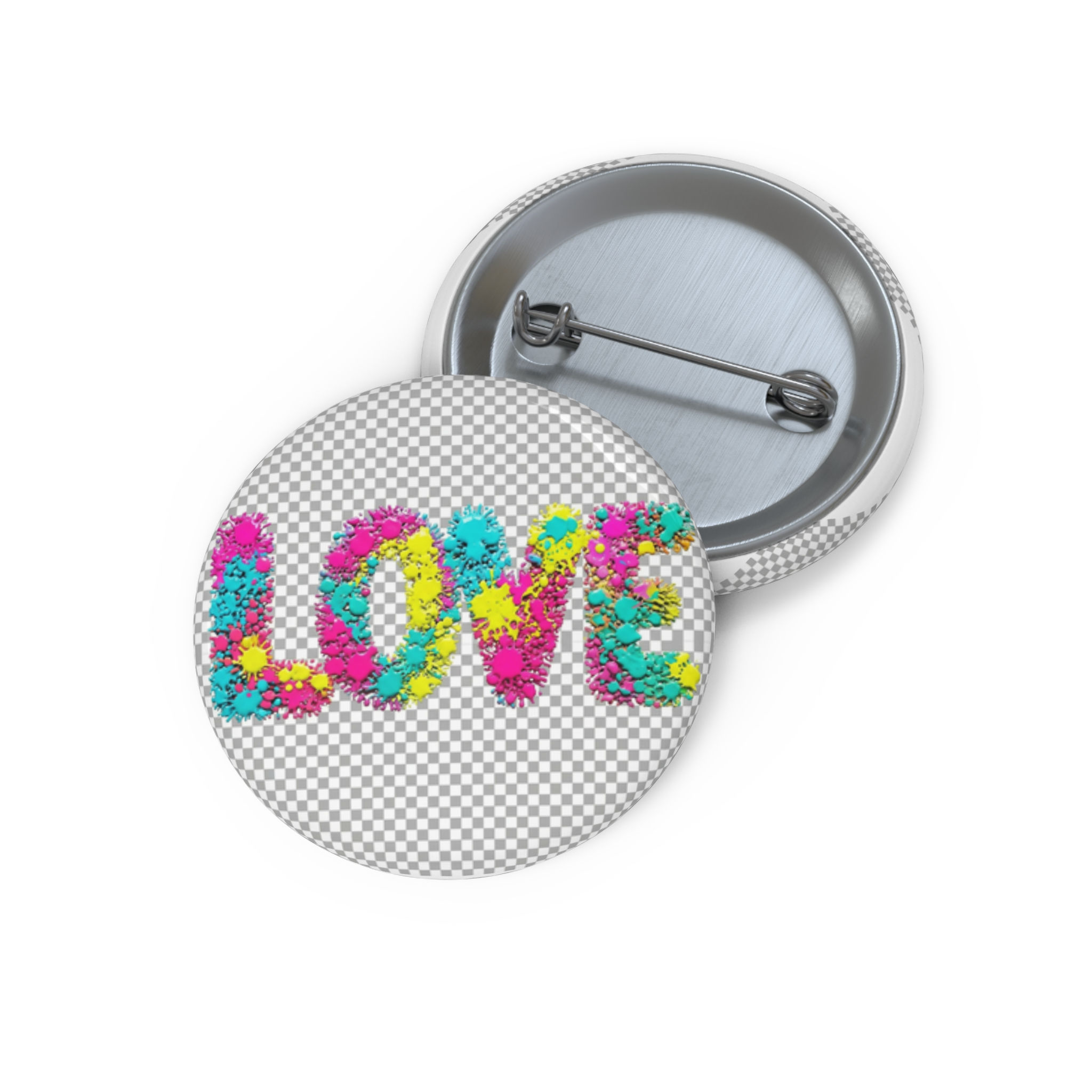 neon colors Love Button 1.25"