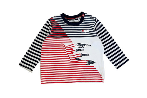 IKKS Tee-Shirt Manches Longues Marinière Noir Rouge Garçon