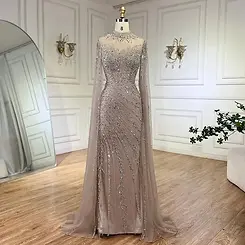 Serene-Hill-2024-Nude-Cape-Sleeves-Mermaid-Lace-Beaded-Luxury-Dubai-Long-Evening-Dresses-G
