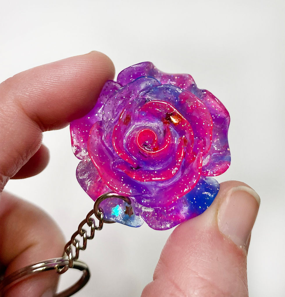 Thumbnail: Clear Galaxy Rose Keychain! Glows in UV light!