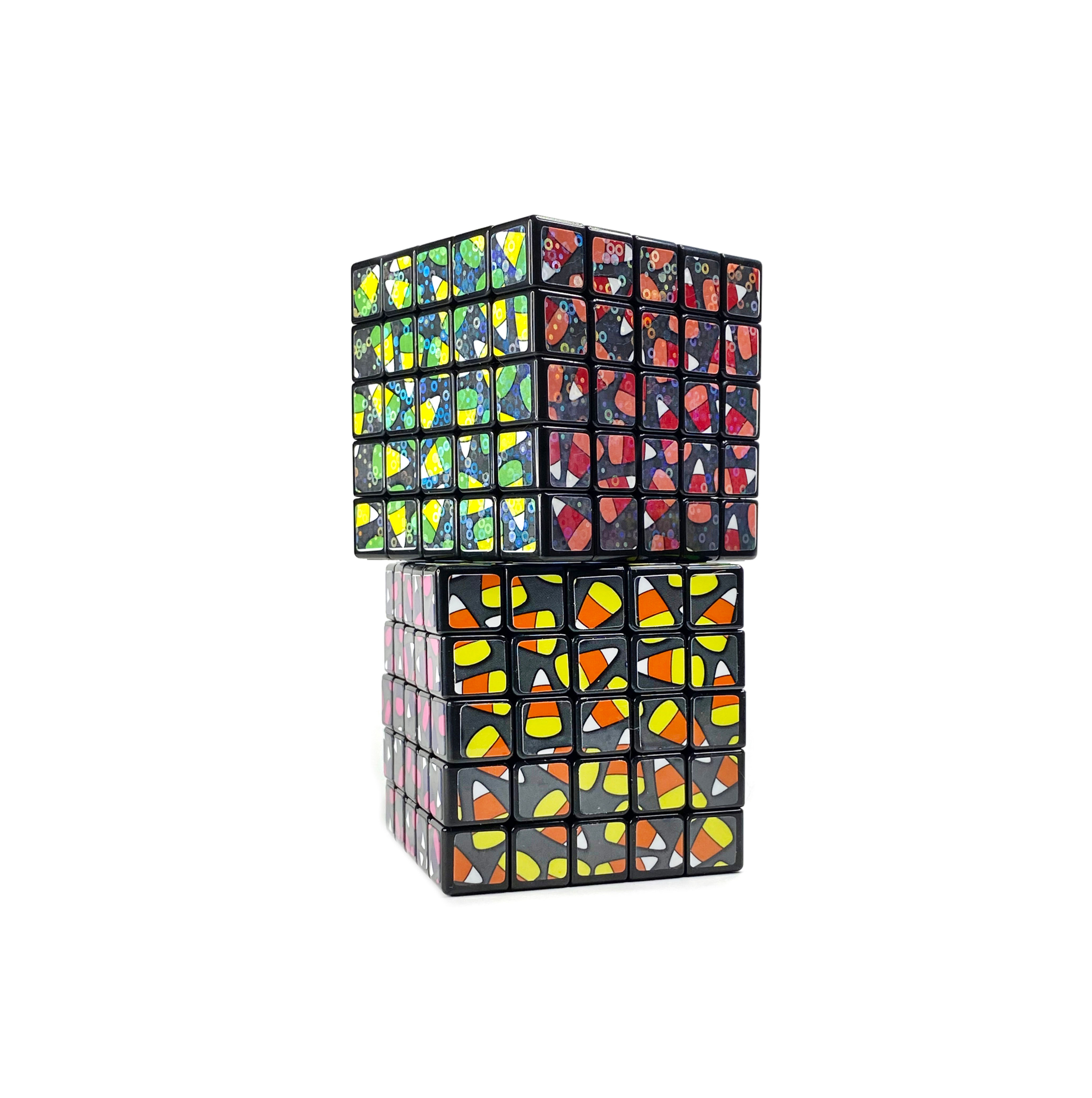Candy Corn Holographic 5x5 Puzzle Cube ~  Spooky Rainbow Holo Working Puzzle