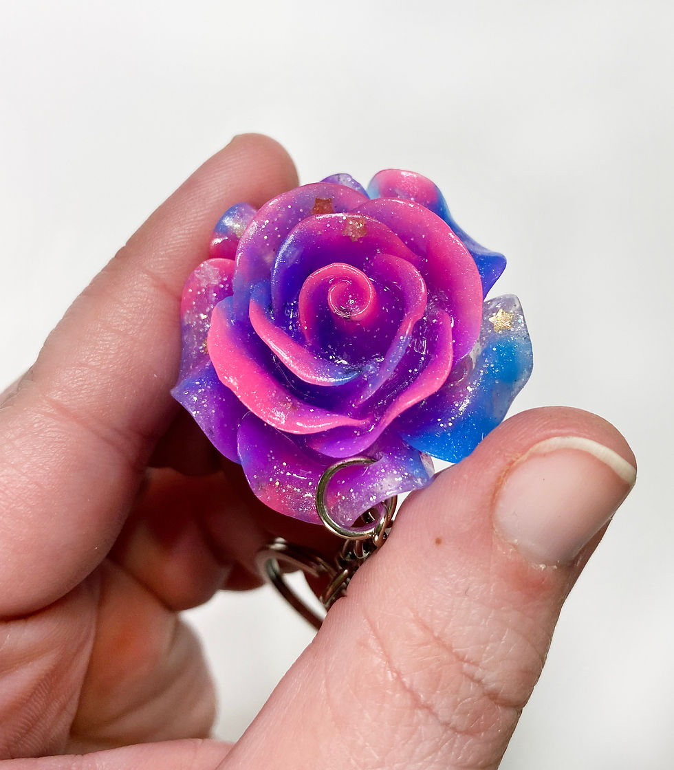 Thumbnail: Milky Galaxy Rose Keychain! Glows in UV light!