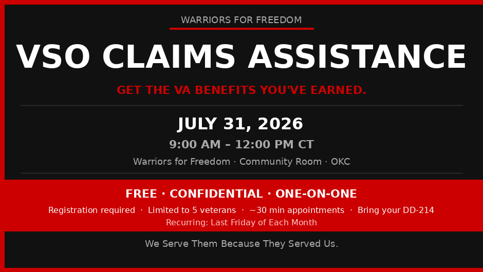 VSO Claims Assistance at Warriors for Freedom