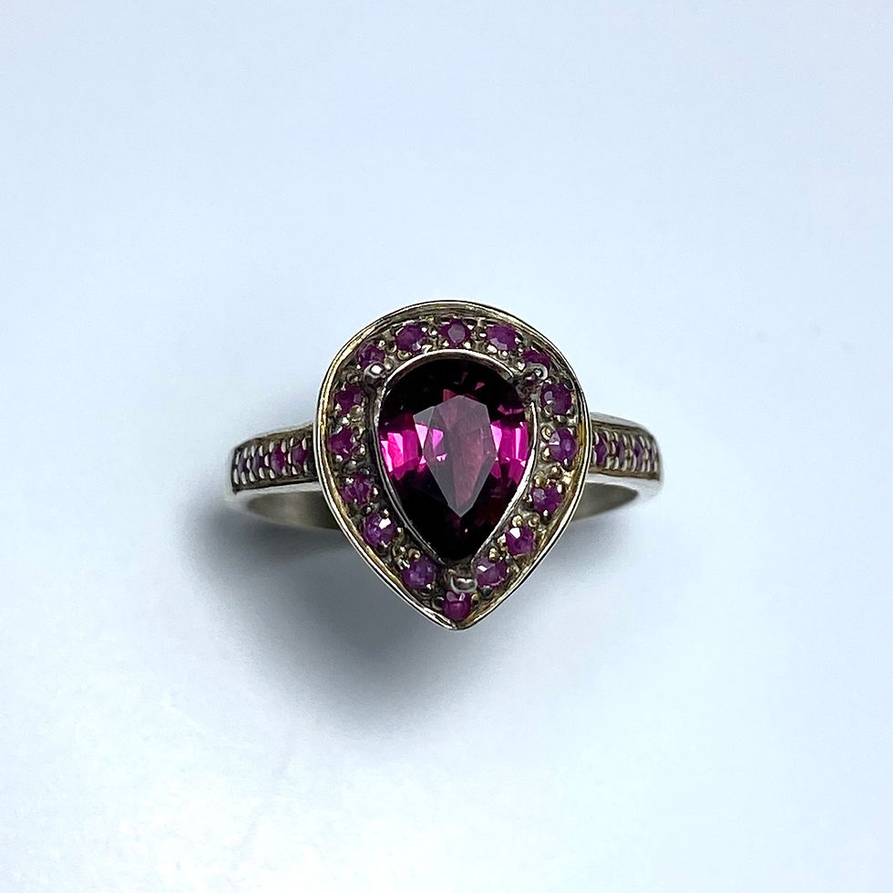 Миниатюра: 1.45cts Natural Rhodolite Garnet 925 Silver / Gold ring