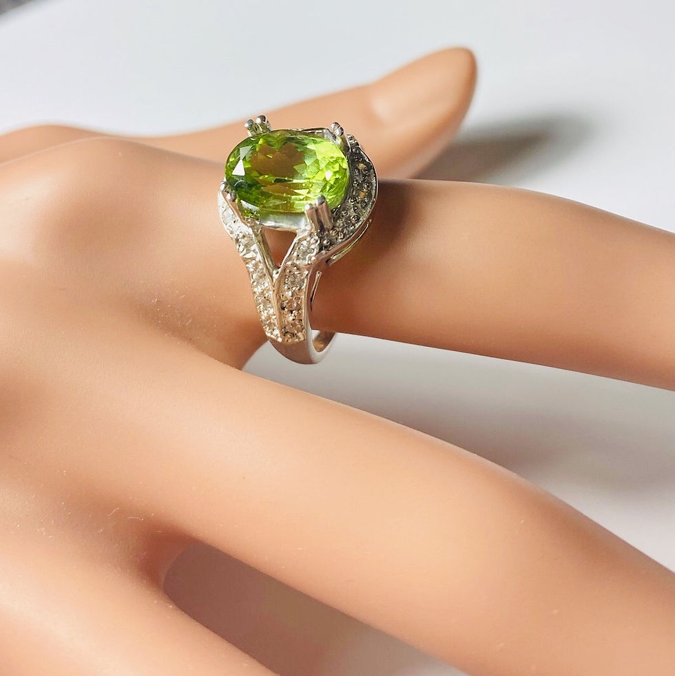 縮圖：3.25ct Natural Peridot Chrysolite 925 Silver / Gold/ Platinum ring