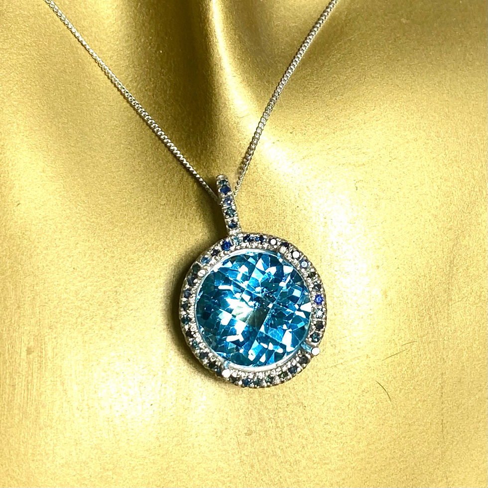 サムネイル： 13.25ct Natural Swiss Blue Topaz Silver / Gold / Platinum pendant