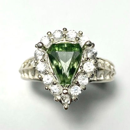 1.3ct Natural Peridot with Ludwigite 925 Silver / Gold/ Platinum ring