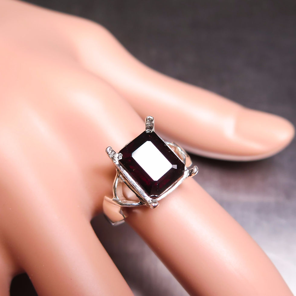 Miniatura: 6.7ct Natural Red Spessartine garnet 925 Silver / Gold/ Platinum ring