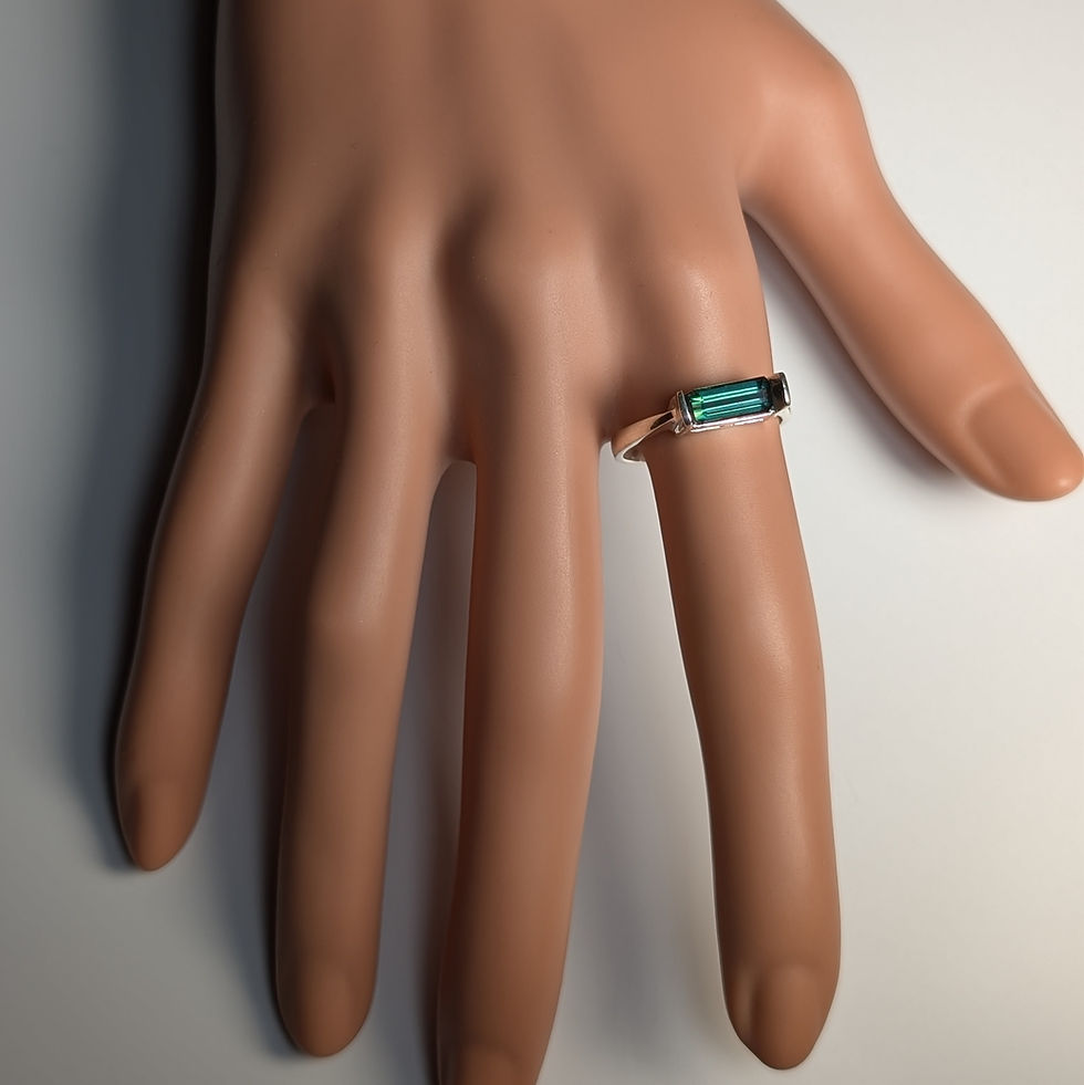 Thumbnail: 0.98ct Natural Indicolite tourmaline 925 Silver / Gold east west ring