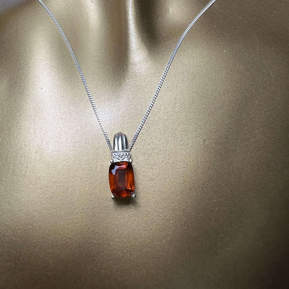 Миниатюра: Certified 2ct Natural Orange Hessonite Silver / Gold / Platinum pendant on chain