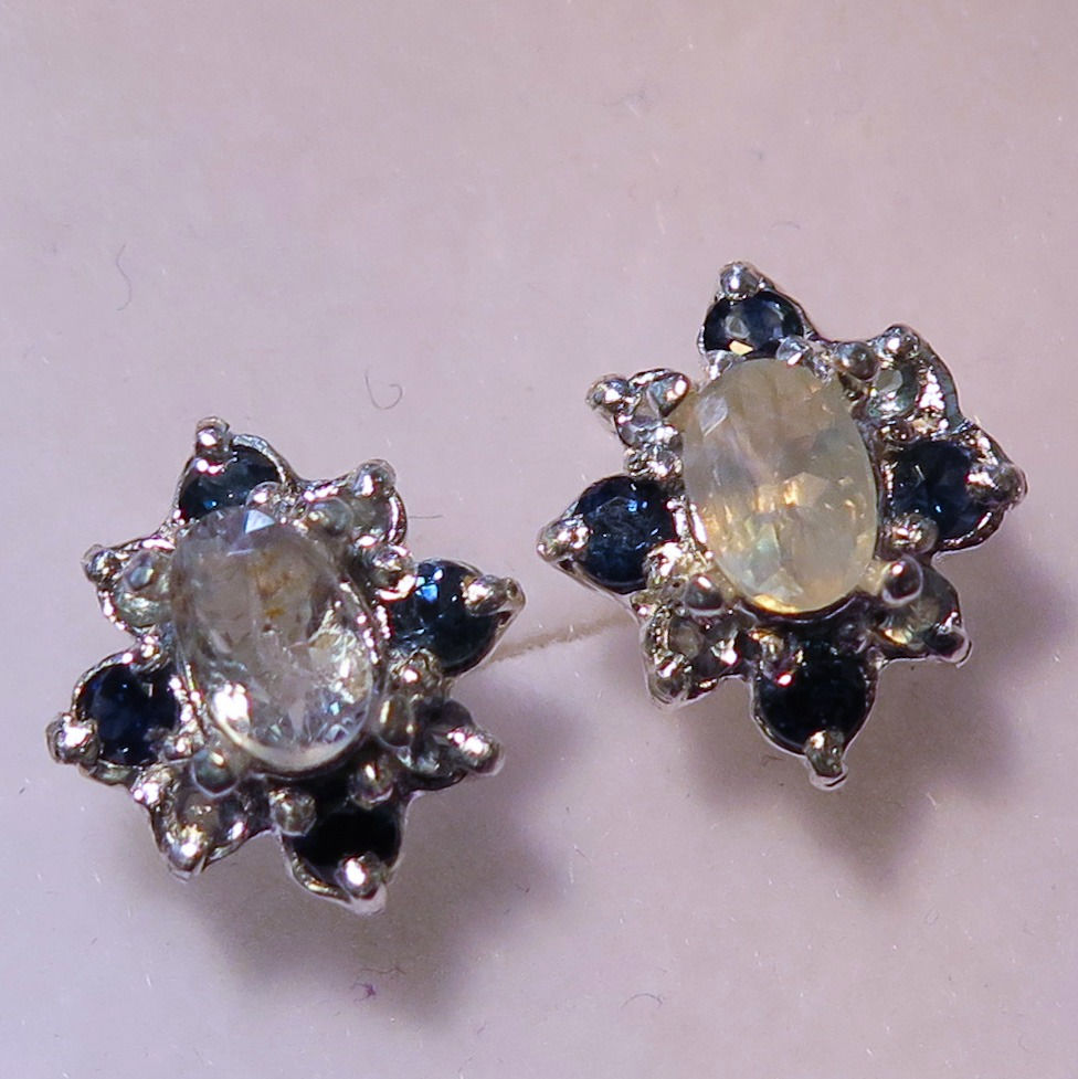 Miniatura: Natural Alexandrite colour change green 925 Silver 9ct 14k 18k 375 585 750 Gold studs earrings