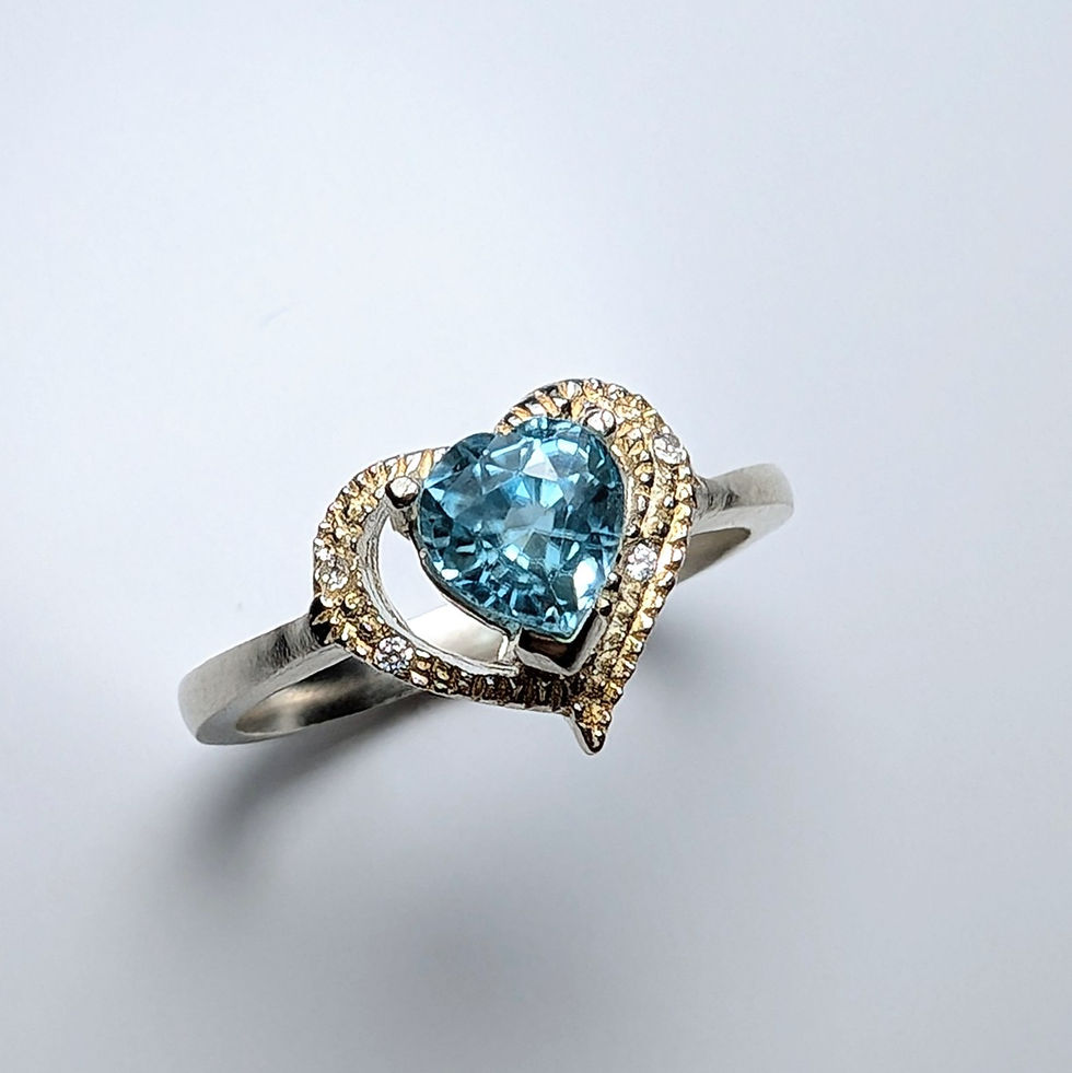 Thumbnail: 1.66ct Natural Paraiba Blue Zircon 925 Silver / Gold/ Platinum heart  ring