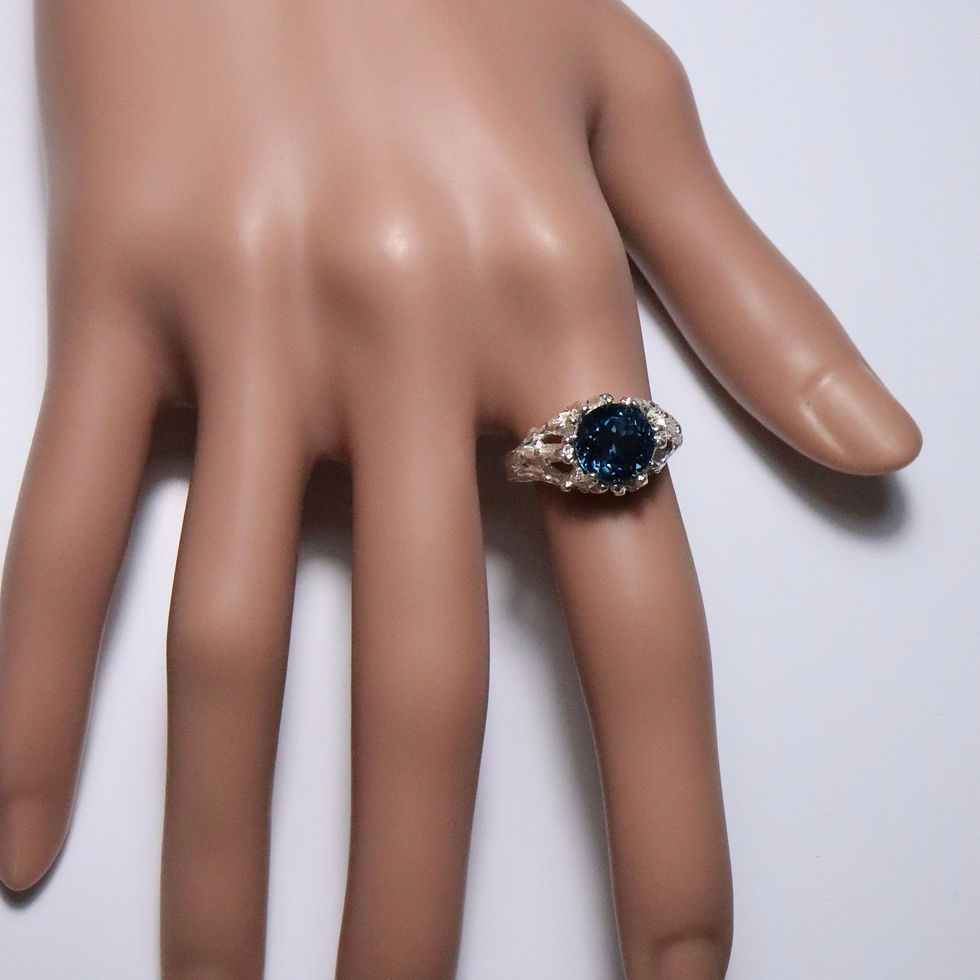 Miniatura: 3.10cts Natural London blue Topaz 925 Silver / Gold/ Platinum ring