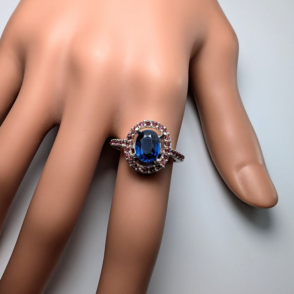 Миниатюра: 1.42cts Natural Blue Kyanite 925 Silver / Gold/ Platinum ring