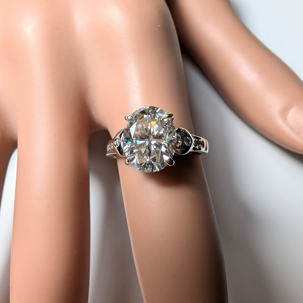 Миниатюра: 2.8ct Moissanite Lab Diamond oval 925 Silver, Gold solitaire ring