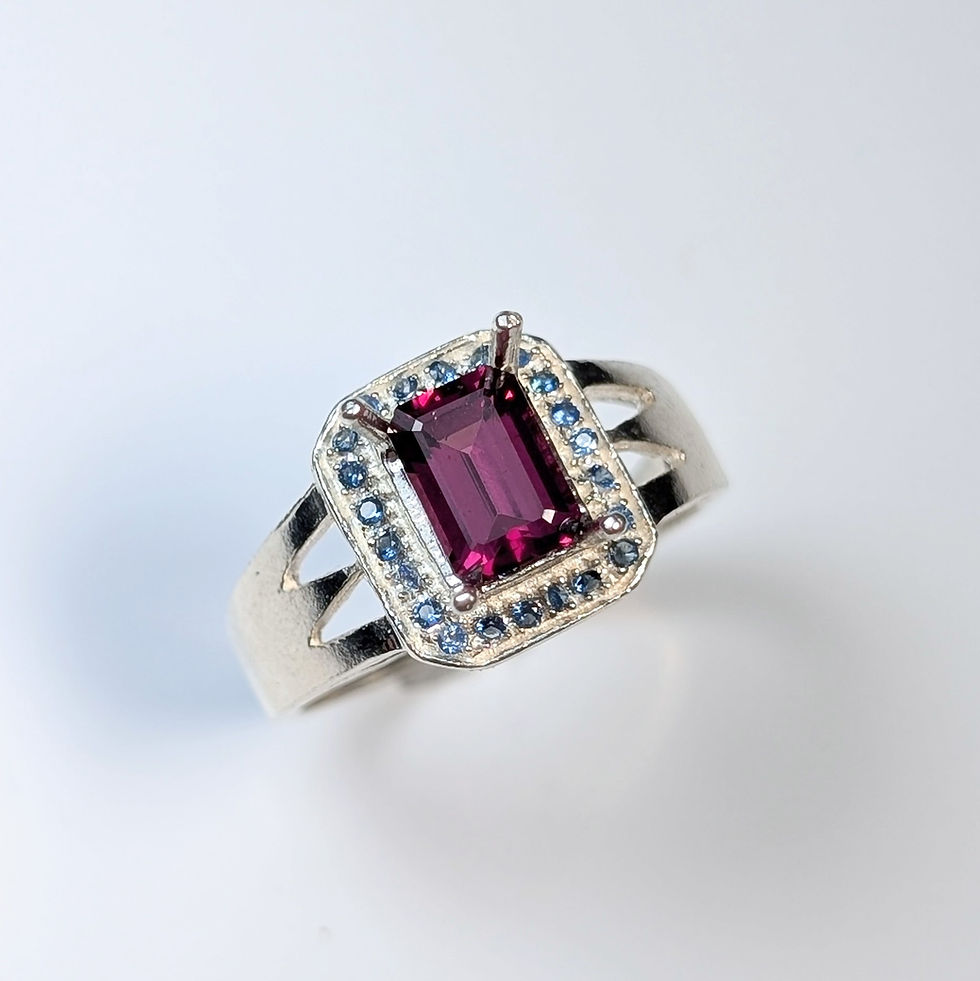 Miniatura: 1.35ct Natural rhodolite garnet 925 Silver / Gold/ Platinum ring