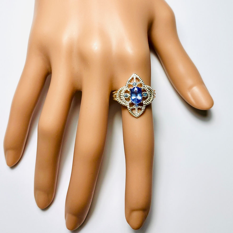 サムネイル： Natural purple blue Tanzanite 925 Silver 9ct 14k 18k 375 585 750 Gold Platinum engagement ring