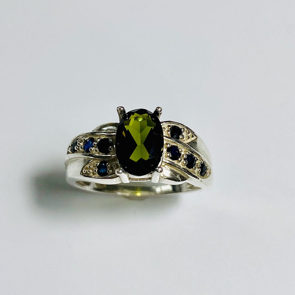 縮圖：1.3ct Natural dark green Tourmaline 25 Silver / Gold ring