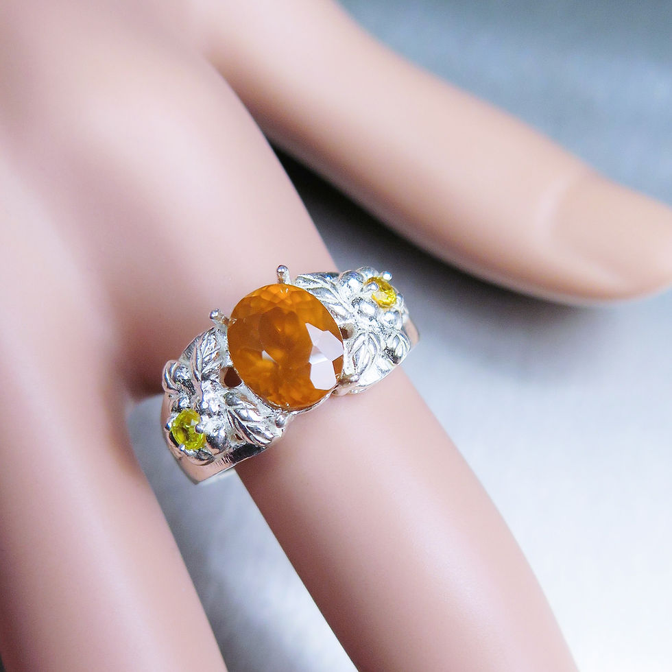 Thumbnail: 3.6ct Natural Cinnamon Orange Hessonite Garnet 925 Silver / Gold/ Platinum ring