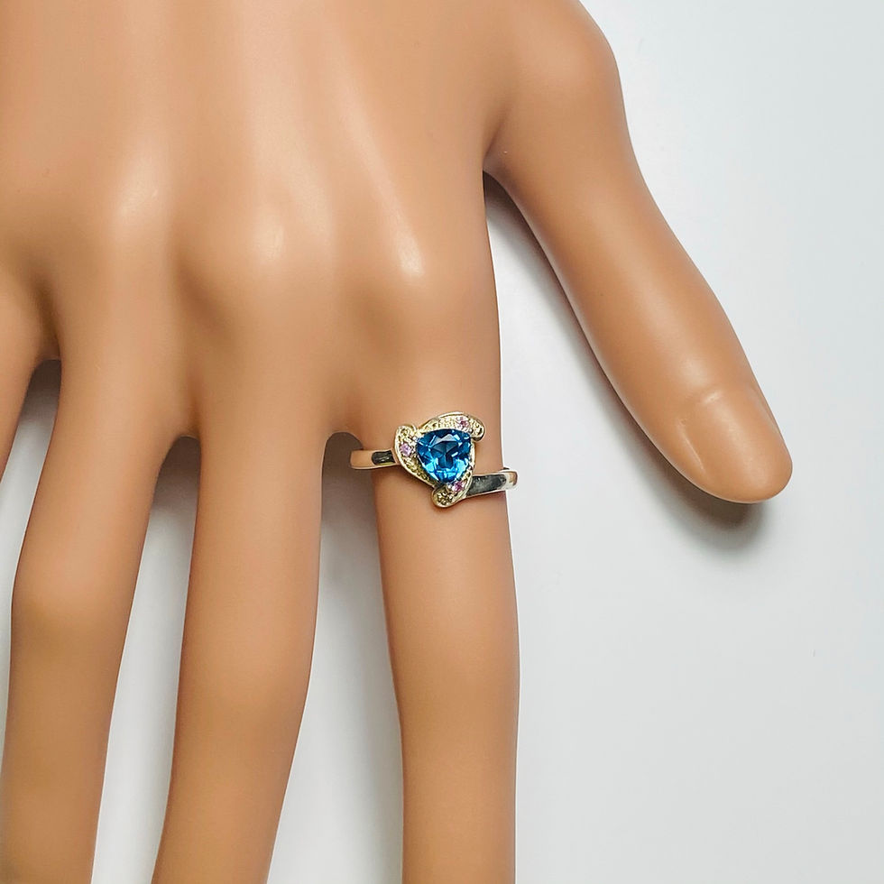 Miniatura: Natural topaz trillion 925 Silver / Gold/ Platinum engagement ring