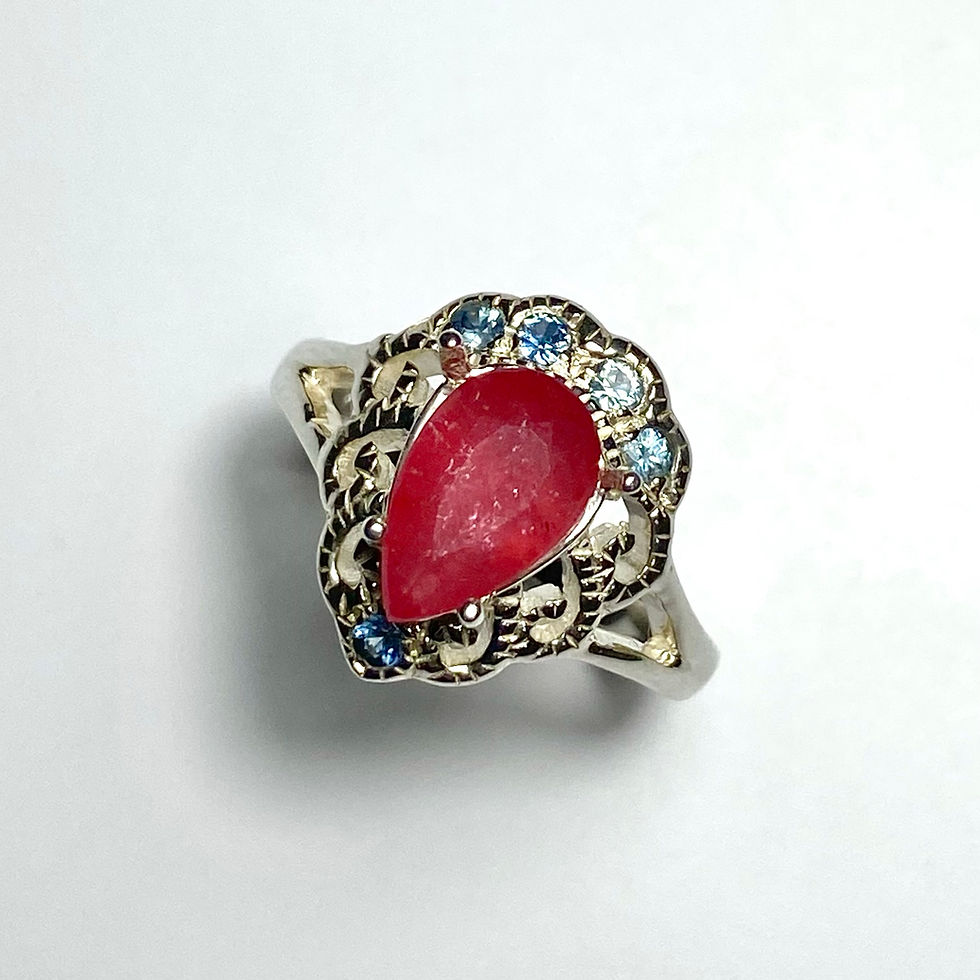 縮圖：2.2ct Natural Red Rhodonite 925 Silver/ Gold/ ring