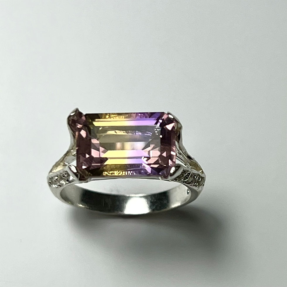縮圖：4.7cts Natural Bi-colour Ametrine 925 Silver / Gold/ Platinum ring