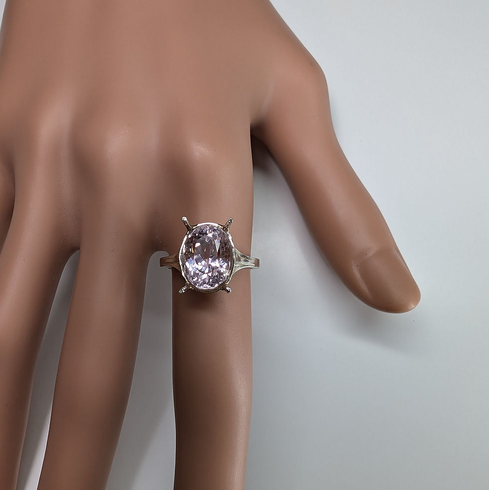 Миниатюра: Certified 4.9ct Natural pink Kunzite Sterling 925 Silver 9ct 14k 18k Yellow Red White Gold Platinum solitaire engagement ring