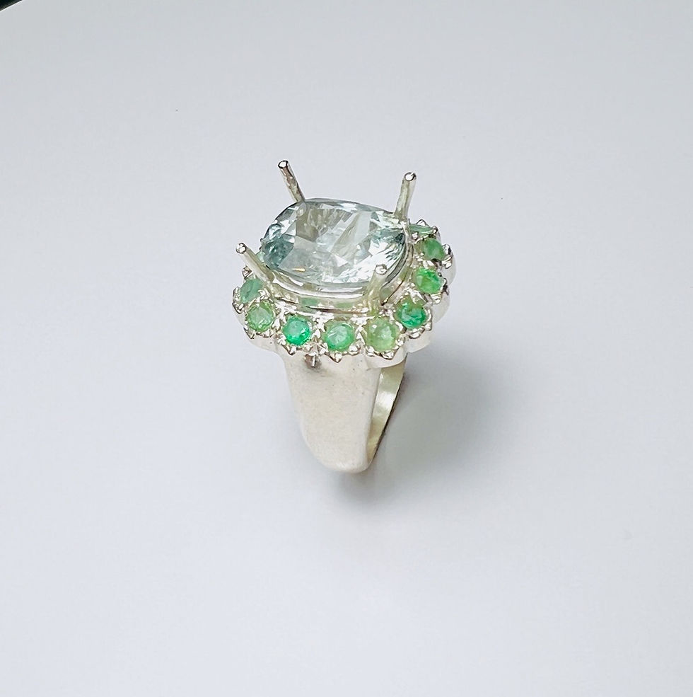 縮圖：6.25ct Rare Natural mint green Apatite 925 Silver / Gold/ Platinum ring