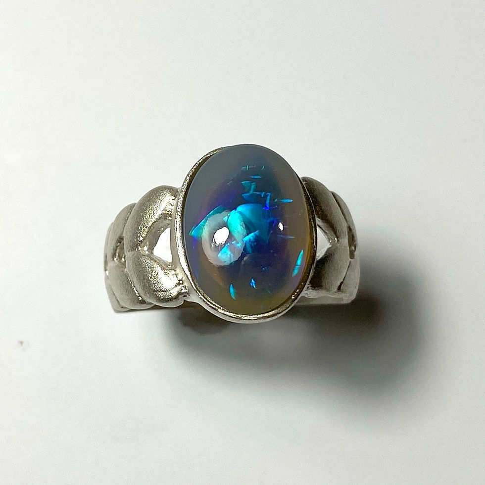 Miniature : 2.7cts Natural Australian Black Opal Silver / Gold / Platinum ring