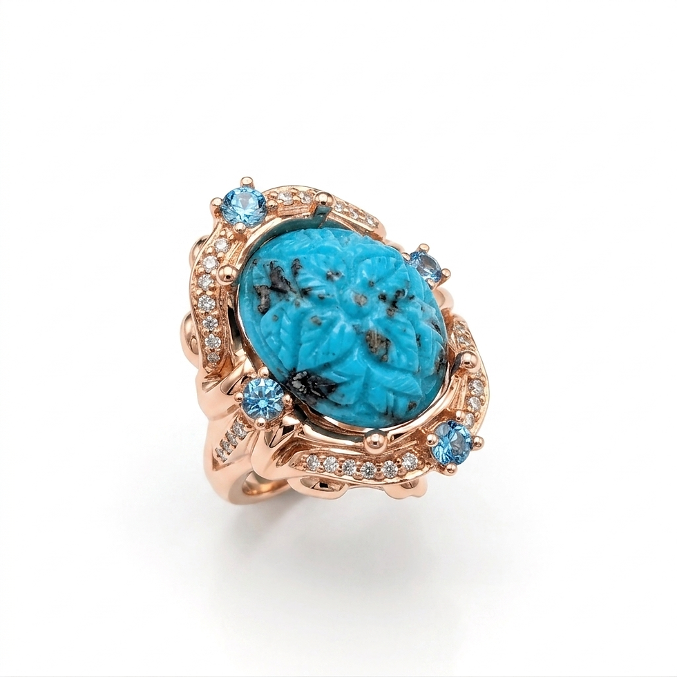 Miniatura: 10.75cts Natural turquoise chunky unisex ring 925 Silver, Gold, Platinum