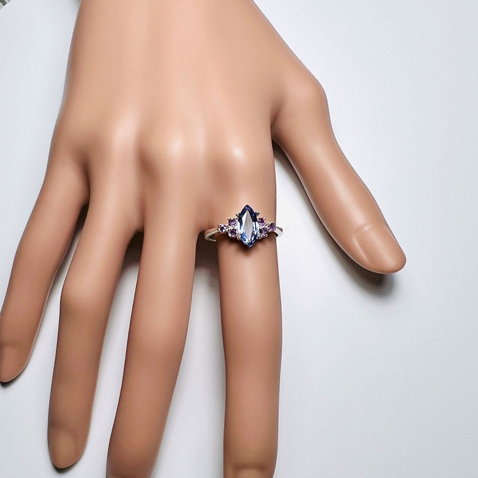 Миниатюра: Certified Natural purple blue Tanzanite 925 Silver 9ct 14ct 18ct 14k 18k 22k 375 585 750 950 white yellow Gold ring
