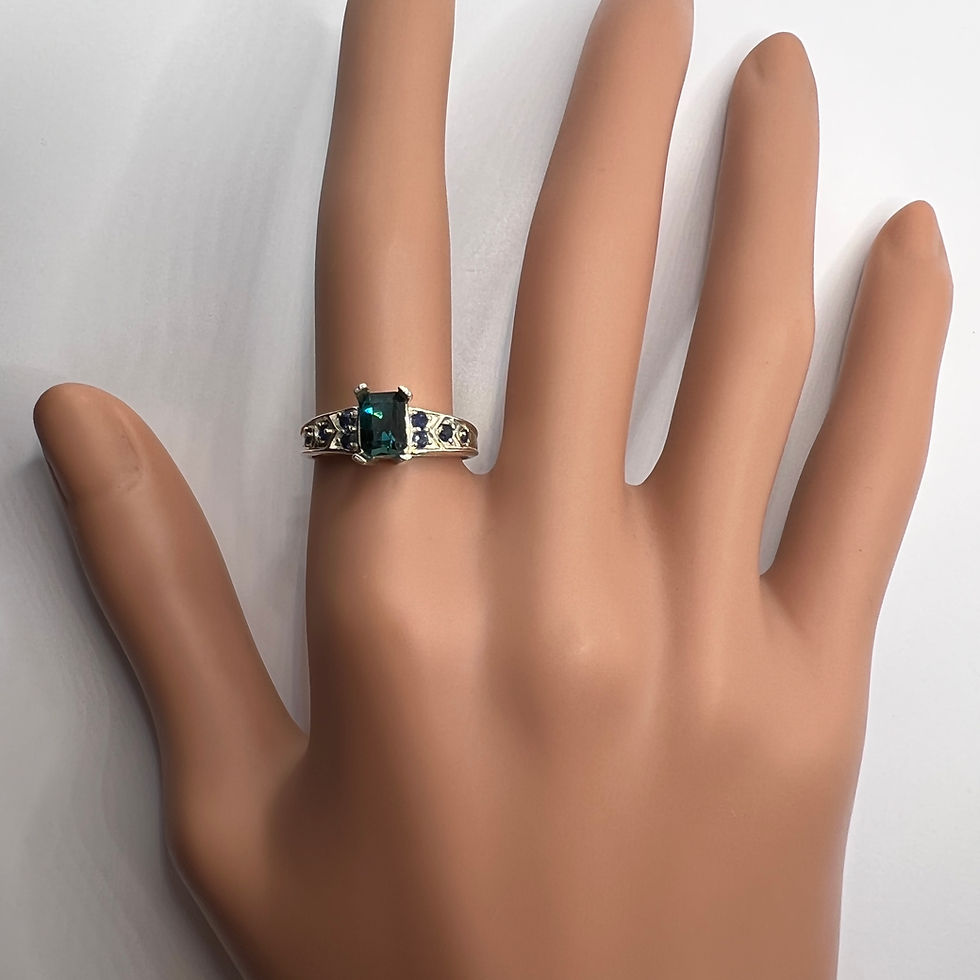 Миниатюра: 1.1ct Natural Indicolite tourmaline 925 Silver / Gold/ east west ring