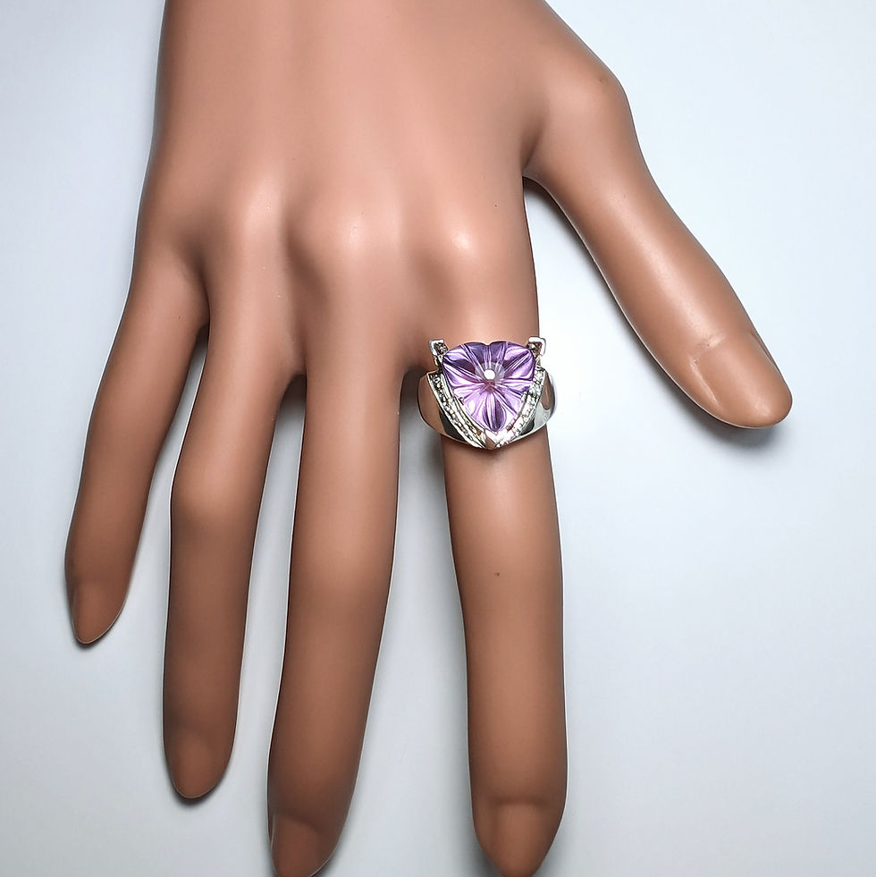Thumbnail: 6.6ct Natural Purple Amethyst 925 Silver / Gold/ Platinum ring