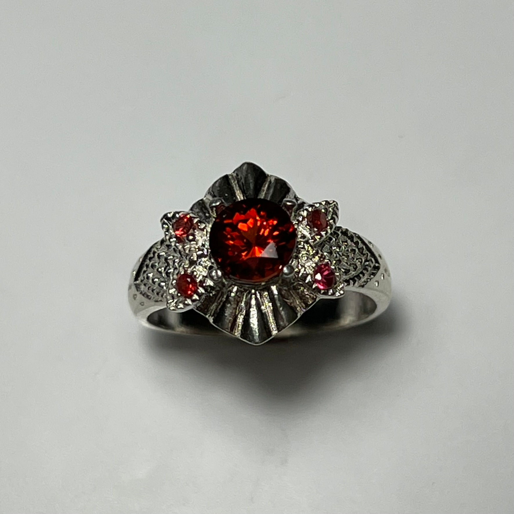 Natural Garnet Spessartine Dark orange Red 925 Silver / Gold/ Platinum ring