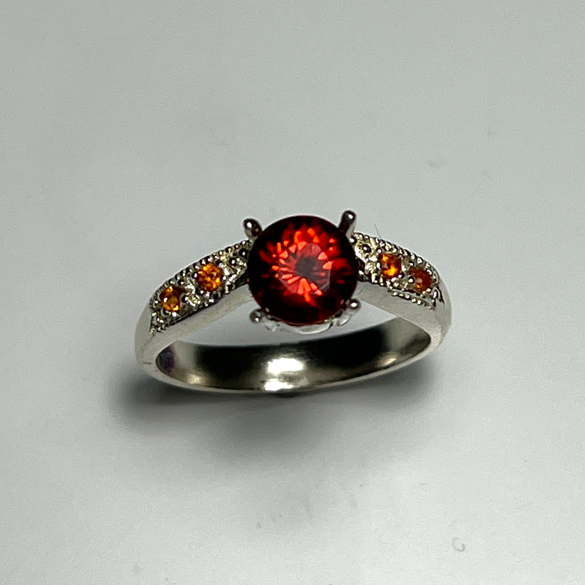 Natural Garnet Spessartine Dark Red 925 Silver / Gold/ Platinum ring